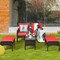 Costway 5 PCS Patio Rattan Furniture Set Sofa Ottoman Table w/Cushion Garden Red